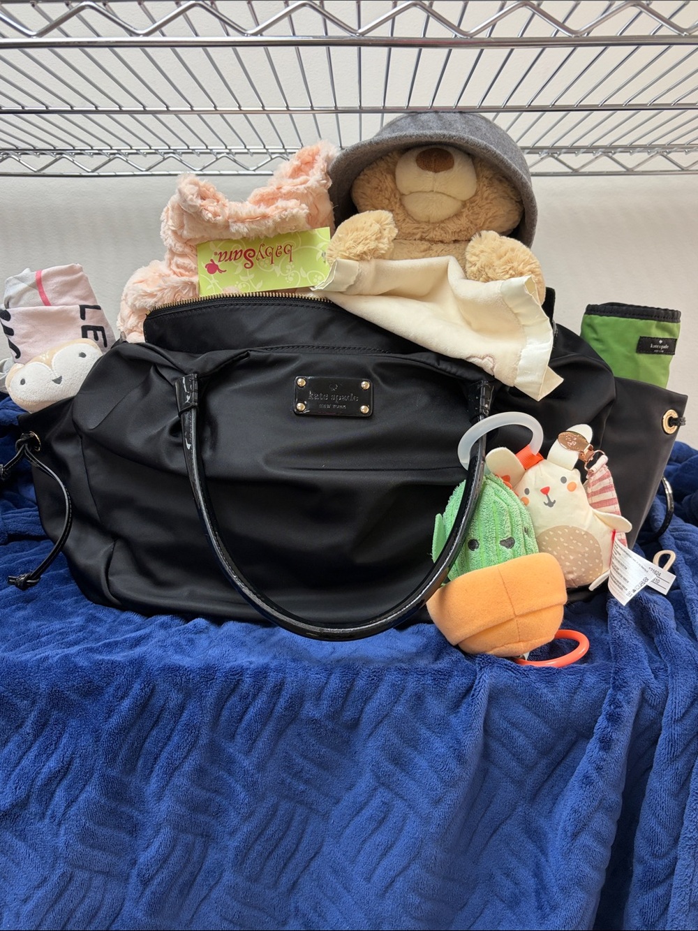KATE SPADE BLACK NYLON W/ PATENT DIAPER BAG 2014 LOADED!